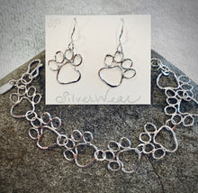 Load image into Gallery viewer, Sterling Silver Paw Earrings and Sterling Silver Paw Bracelet
