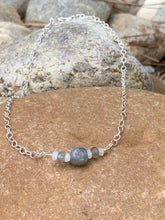 Load image into Gallery viewer, Sterling Silver oxidized chain with Labradorite &amp; Moonstone beads
