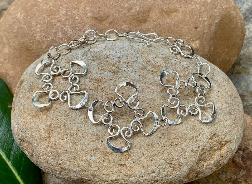 Sterling Silver Quarter Moon Bracelet