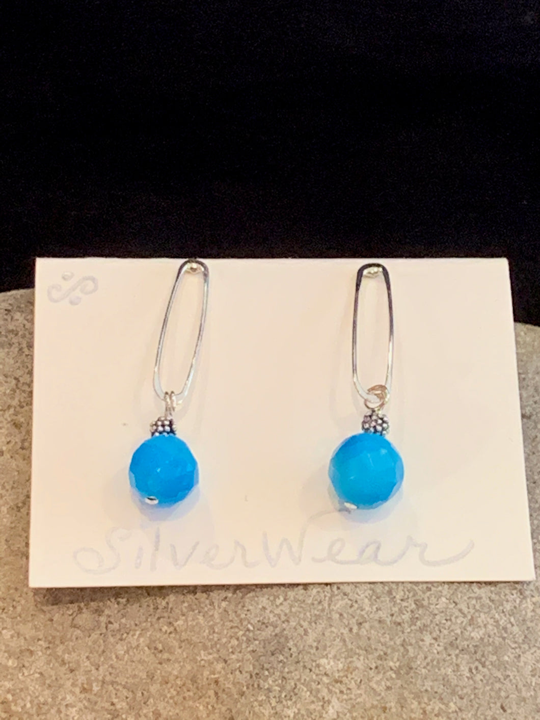 Sterling Silver Oval Earring with a Amazonite bead