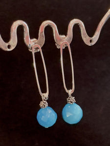 Sterling Silver Oval Earring with a Amazonite bead